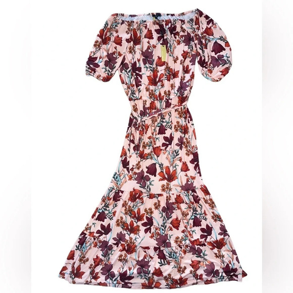 ALEXIA ADMOR Off The Shoulder Harlow Floral Maxi Dress Blush Size Large Boho - Picture 1 of 8